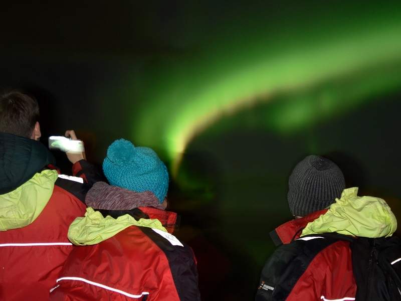 people looking at aurora borealis