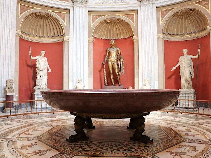 An image of the Round Hall inside the Vatican Museums.