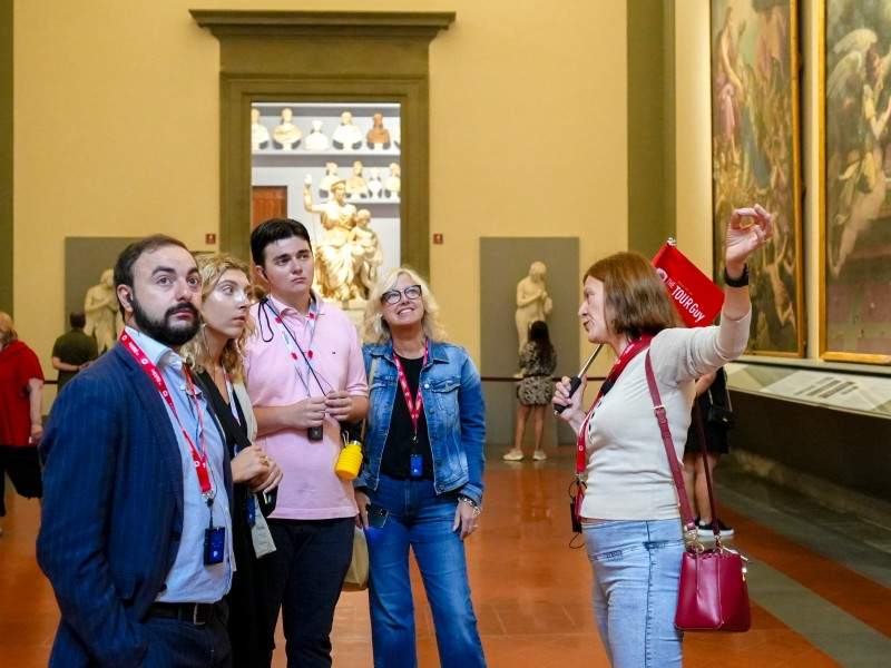 Toursits inside the Accademia Gallery while on tour with The Tour Guy.