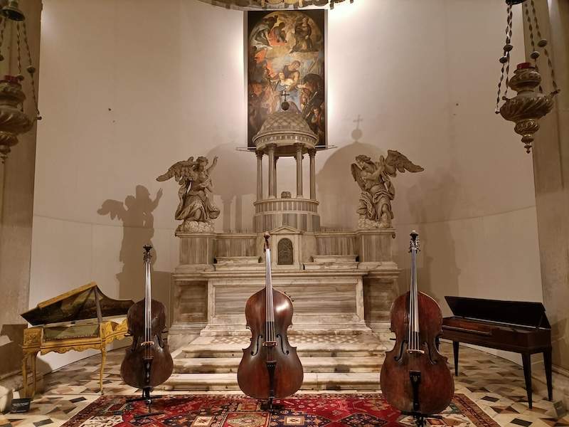 Music instruments at the Church of San Vidal in Venice