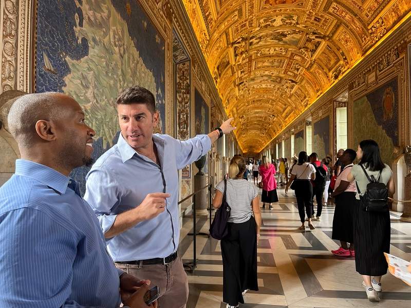 The Tour Guy tour guide and customer inside the Vatican Museums