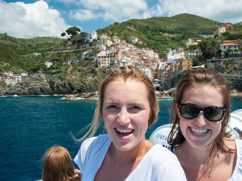 Smiling women on Cinque Terre Boat