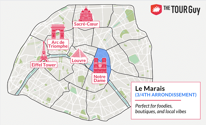 map of le marais district