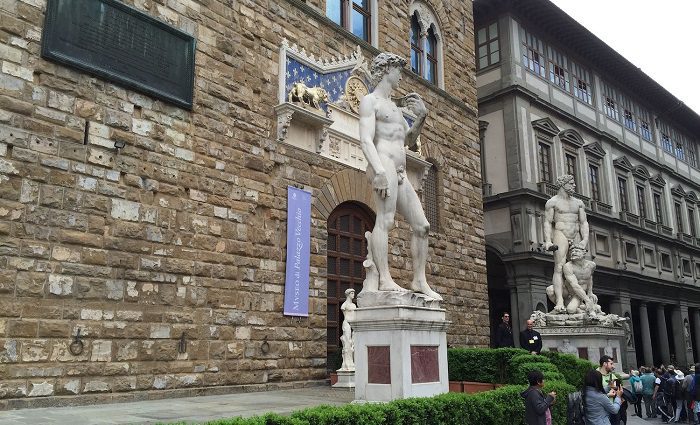 David statue outside in Piazza Della Signoria