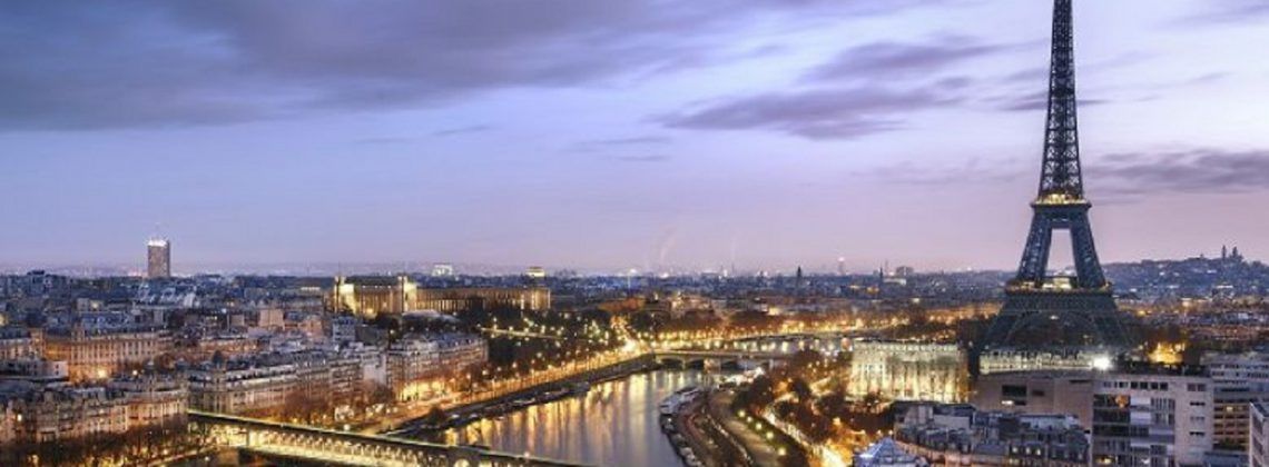 Skyline of Paris with Eiffel tour during the night.