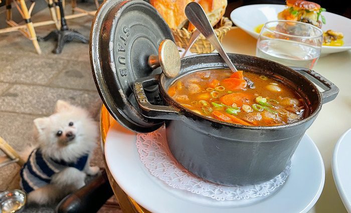 Typical French beef bourguignon (beef stew) at a restaurant in Paris 