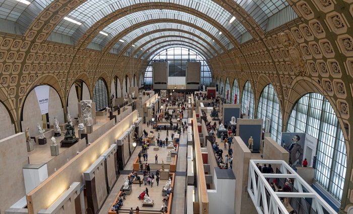 Interior view of the length of the Musee d'Orsay in Paris