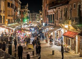 Venice,,Italy,-,February,6,,2016:,Night,View,Of,Local