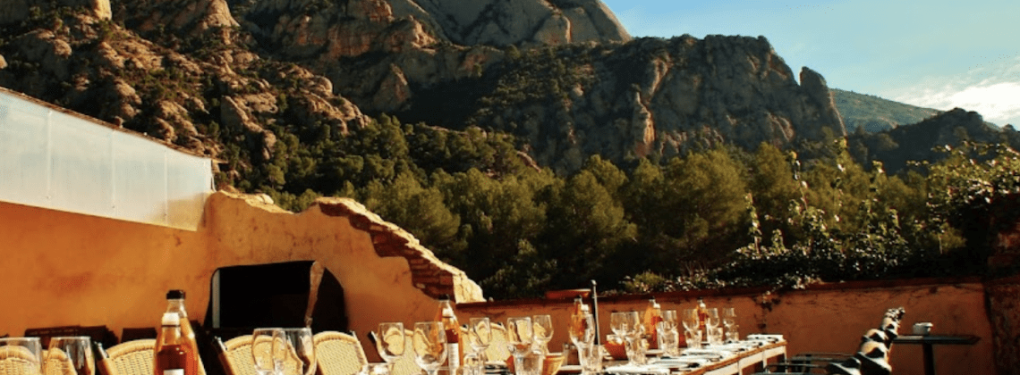 Restaurant in Montserrat overlooking the mountains.