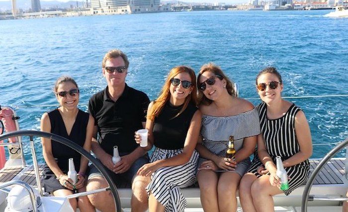 Group enjoy a cruise, on one of the best tours of Barcelona