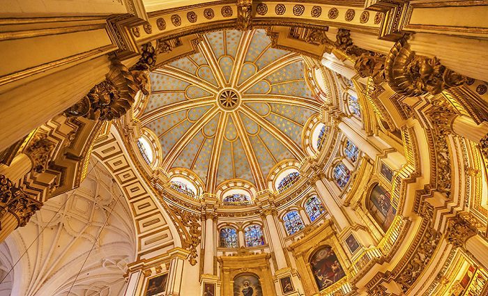 golden dome inside the granada cathedral