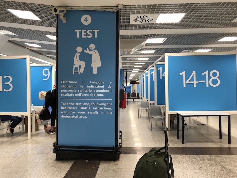 COVID test center at Rome Airport