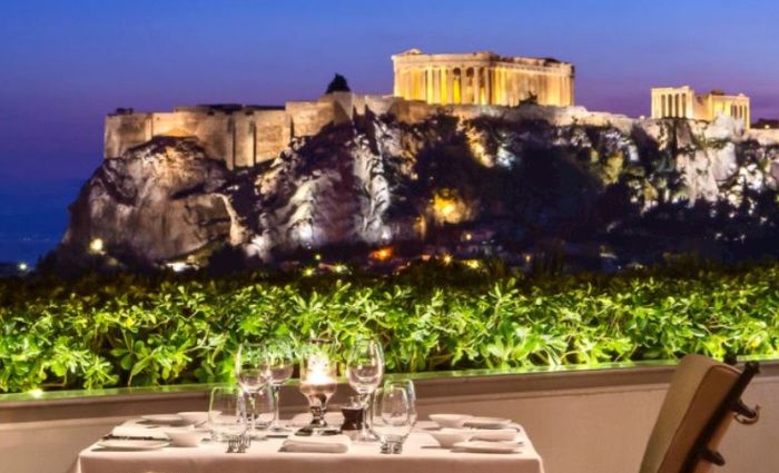 GB Roof Garden Restaurant and Bar in Athens offers the greatest view to Parthenon