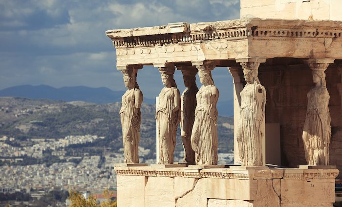 Porch of the Caryatids at Erechtheion in Athens Greece