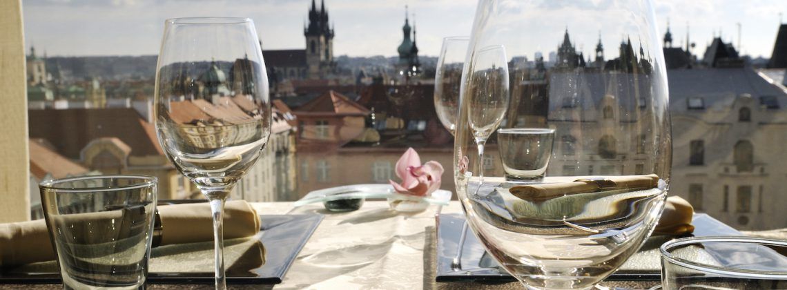 Dining table overlooking Prague
