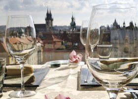 Dining table overlooking Prague