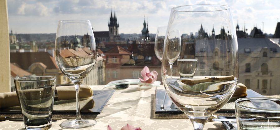 Dining table overlooking Prague