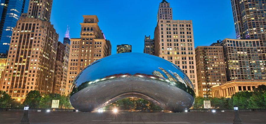 Chicago bean at night