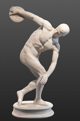 Discobolus discus Thrower head down 