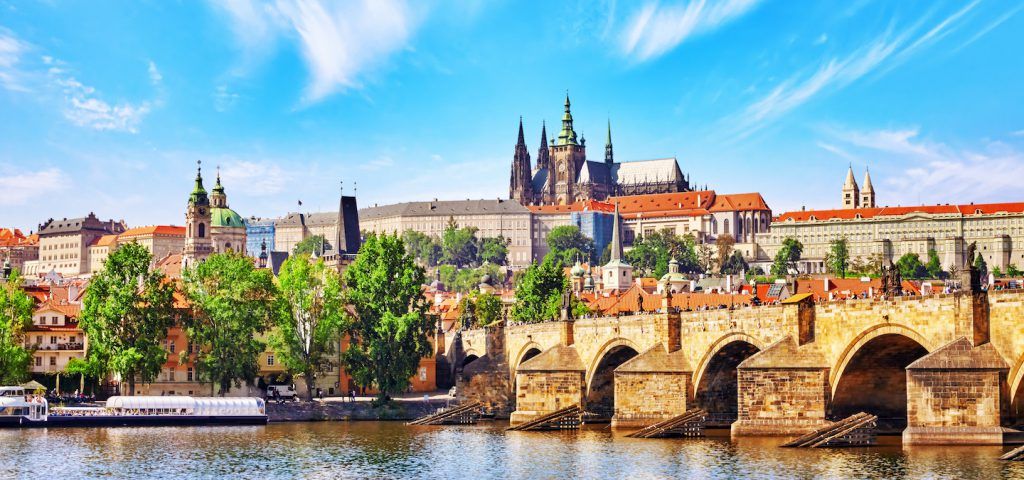 City of Prague with castle in the background