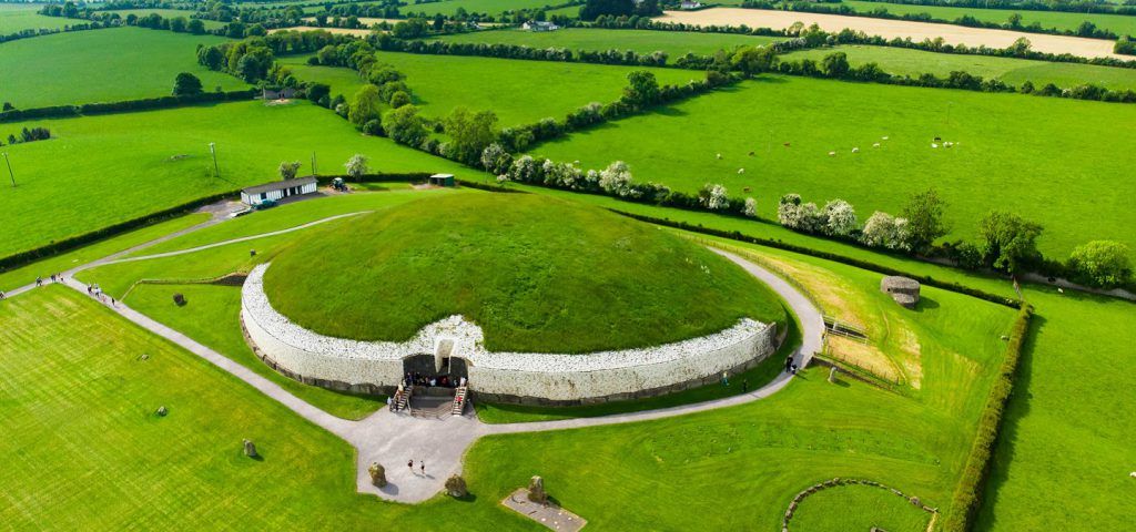 Aerial view of the Newgrange monument.