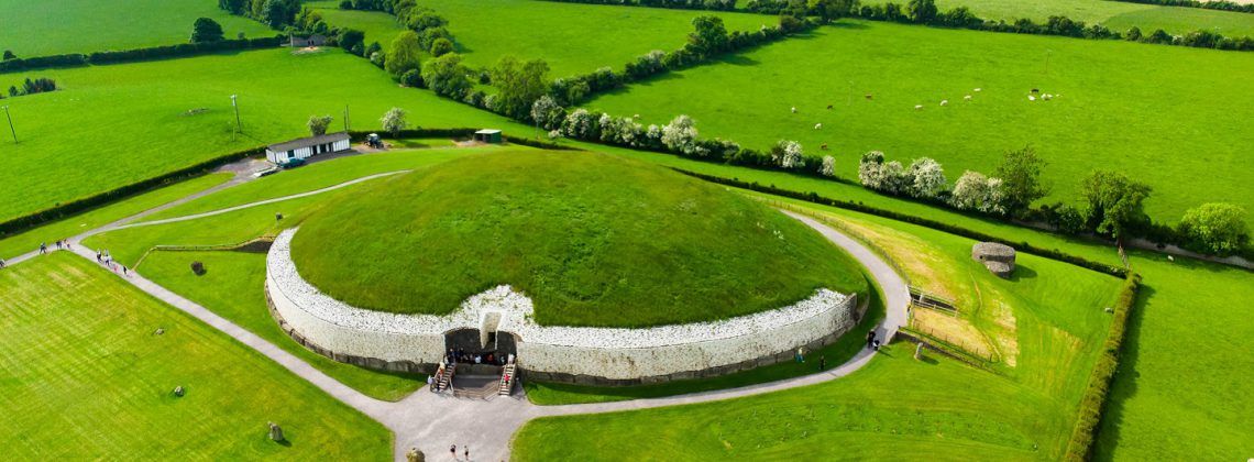 Aerial view of the Newgrange monument.