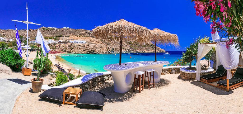 Beach lounge next to the ocean