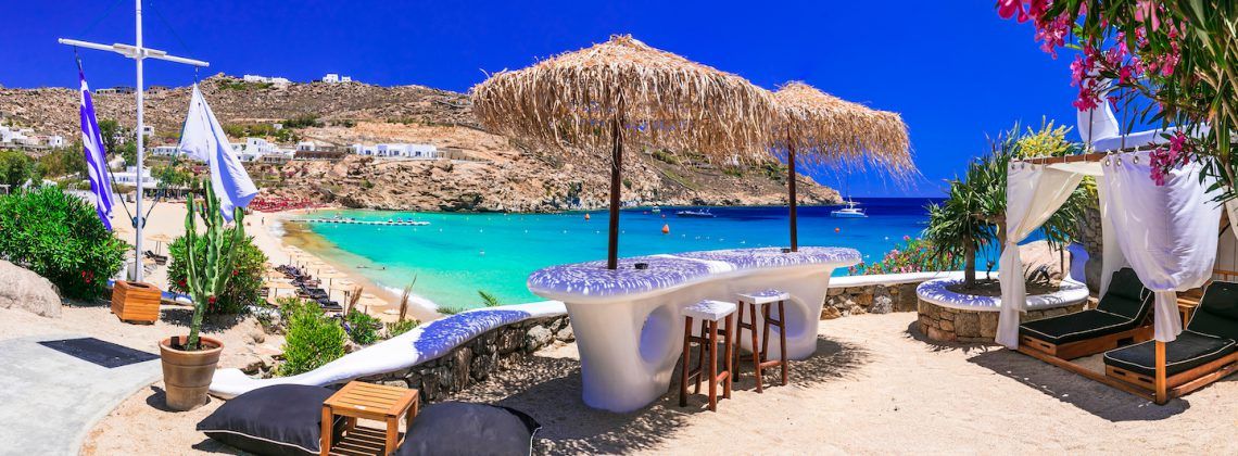 Beach lounge next to the ocean