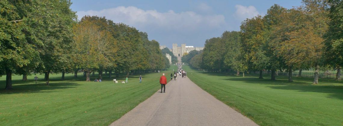 People walking down a path at Windsor Castle