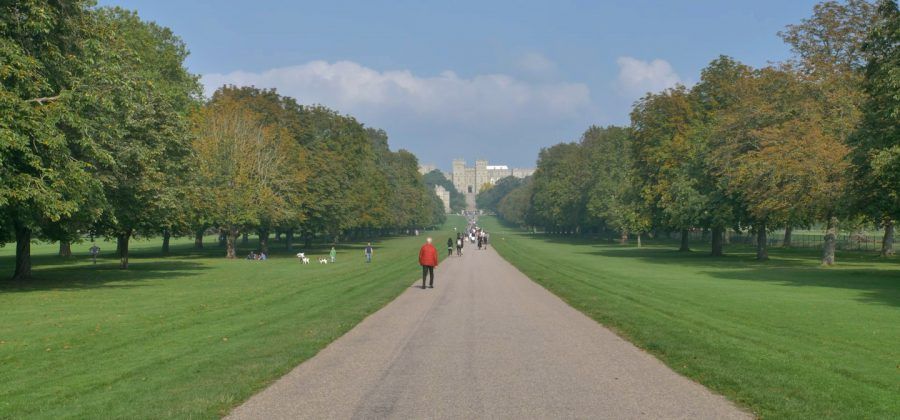 People walking down a path at Windsor Castle