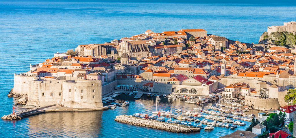 Aerial view of Dubrovnik and the sea