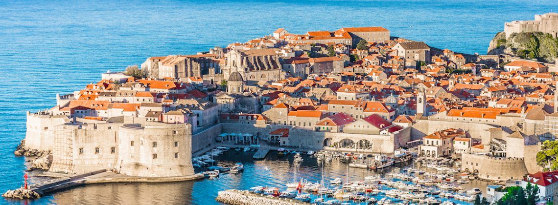 Aerial view of Dubrovnik and the sea