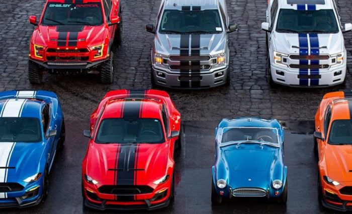 classic ford vehicles in parking lot