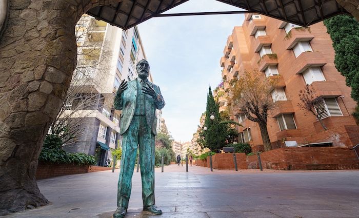 Statue of Gaudi Miralles Door Barcelona