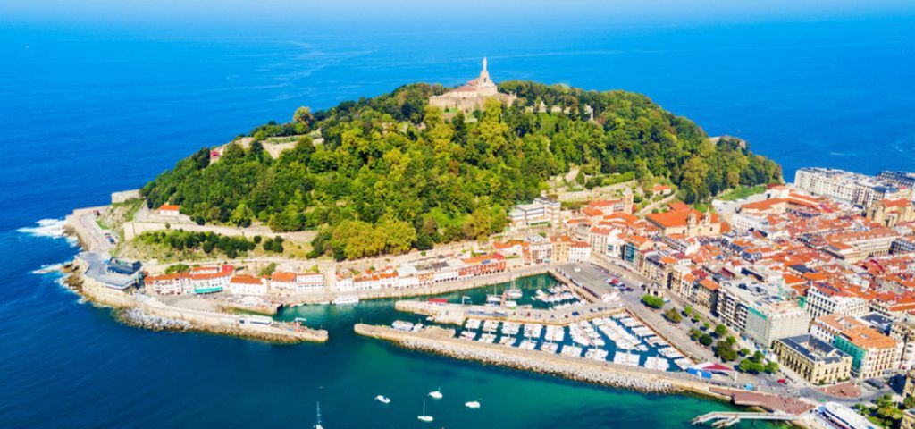 Aerial view of San Sebastian Spain.