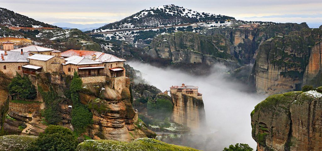 Aerial view of the mestoria Monasteries.