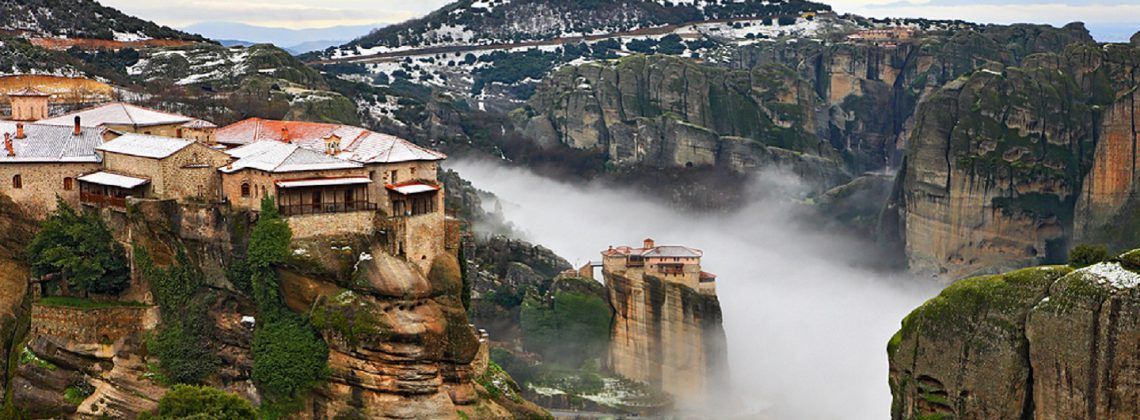 Aerial view of the mestoria Monasteries.