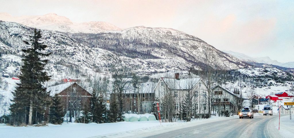 Snowy streets of Hemsedal in Norway.