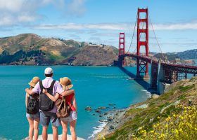Group admiring the Golden Gate Bridge.