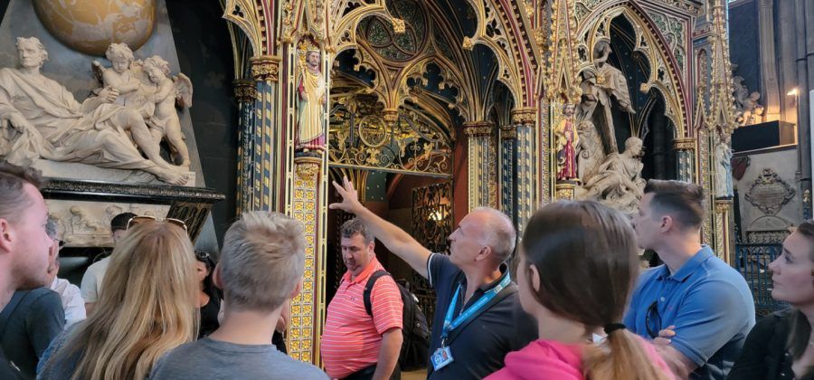 group looking at tombs in westminster abbey