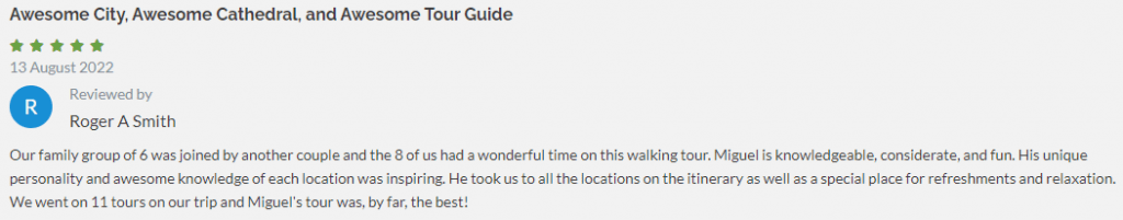 screenshots of 5 star reviews of the best tours of Sagrada Familia