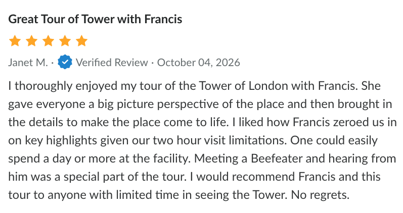 Guest review of the Beefeater Meet & Greet Tour