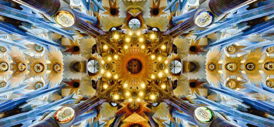 Interior of Sagrada Familia.