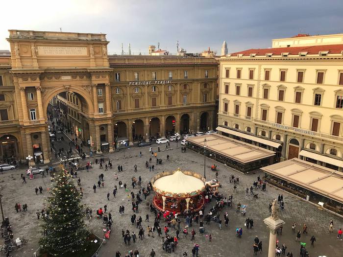 Overhead shot of Piazza della Repubblica in Florence