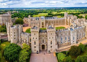 Exterior aerial view of Windsor Castle.