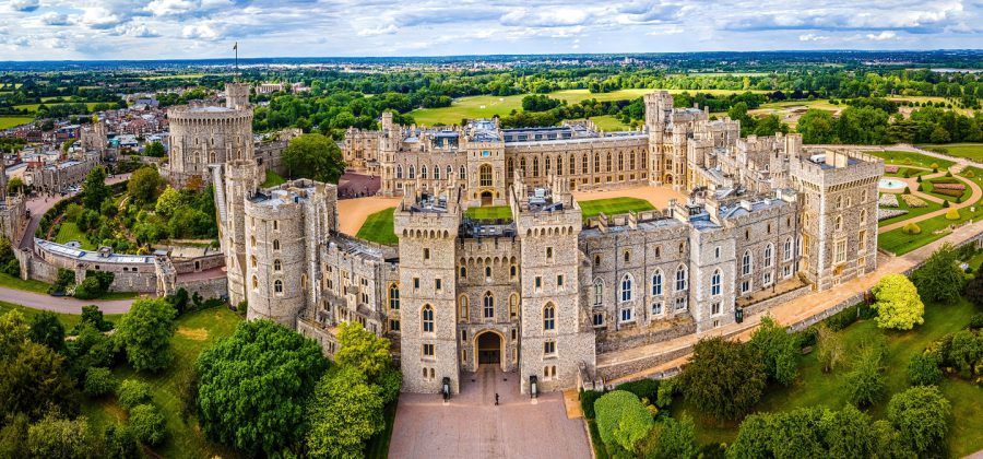 Exterior aerial view of Windsor Castle.