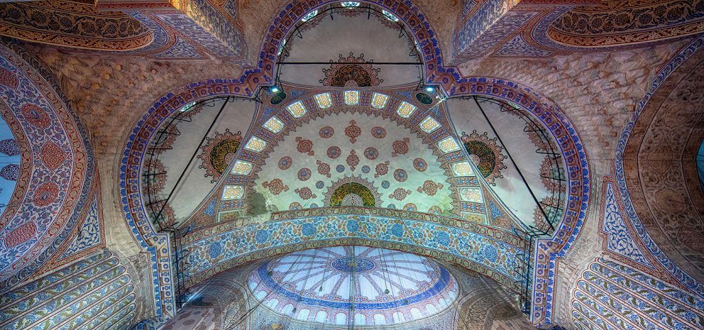 inside of blue mosque dome.