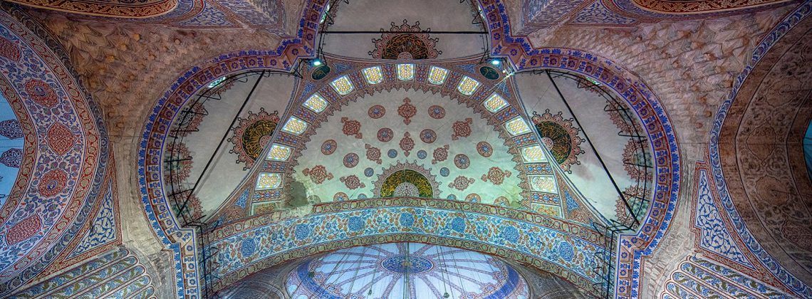 inside of blue mosque dome.