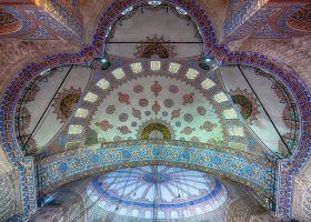 inside of blue mosque dome.