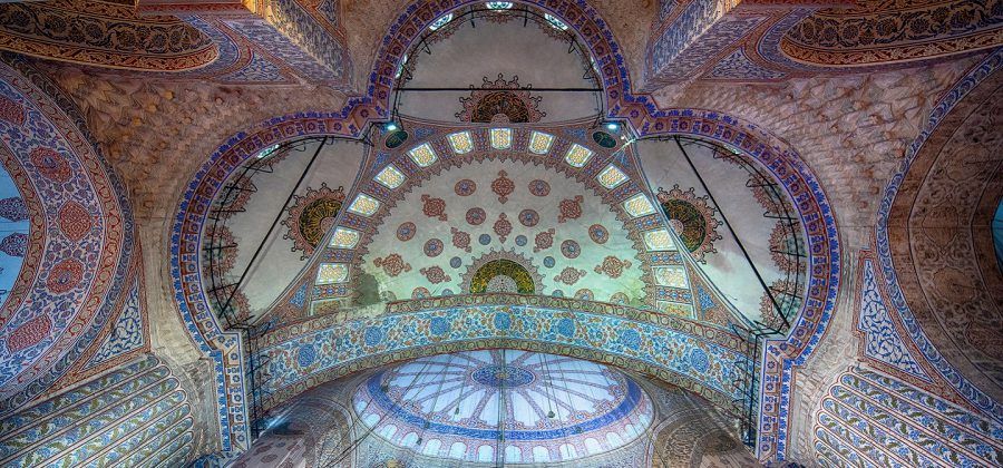 inside of blue mosque dome